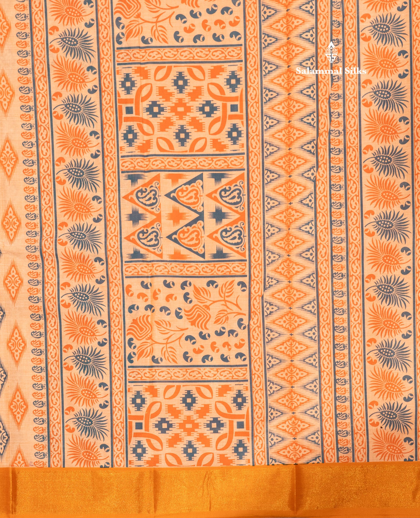 Pastel Blue Colour Printed Pure Cotton Saree With Ribbon Border