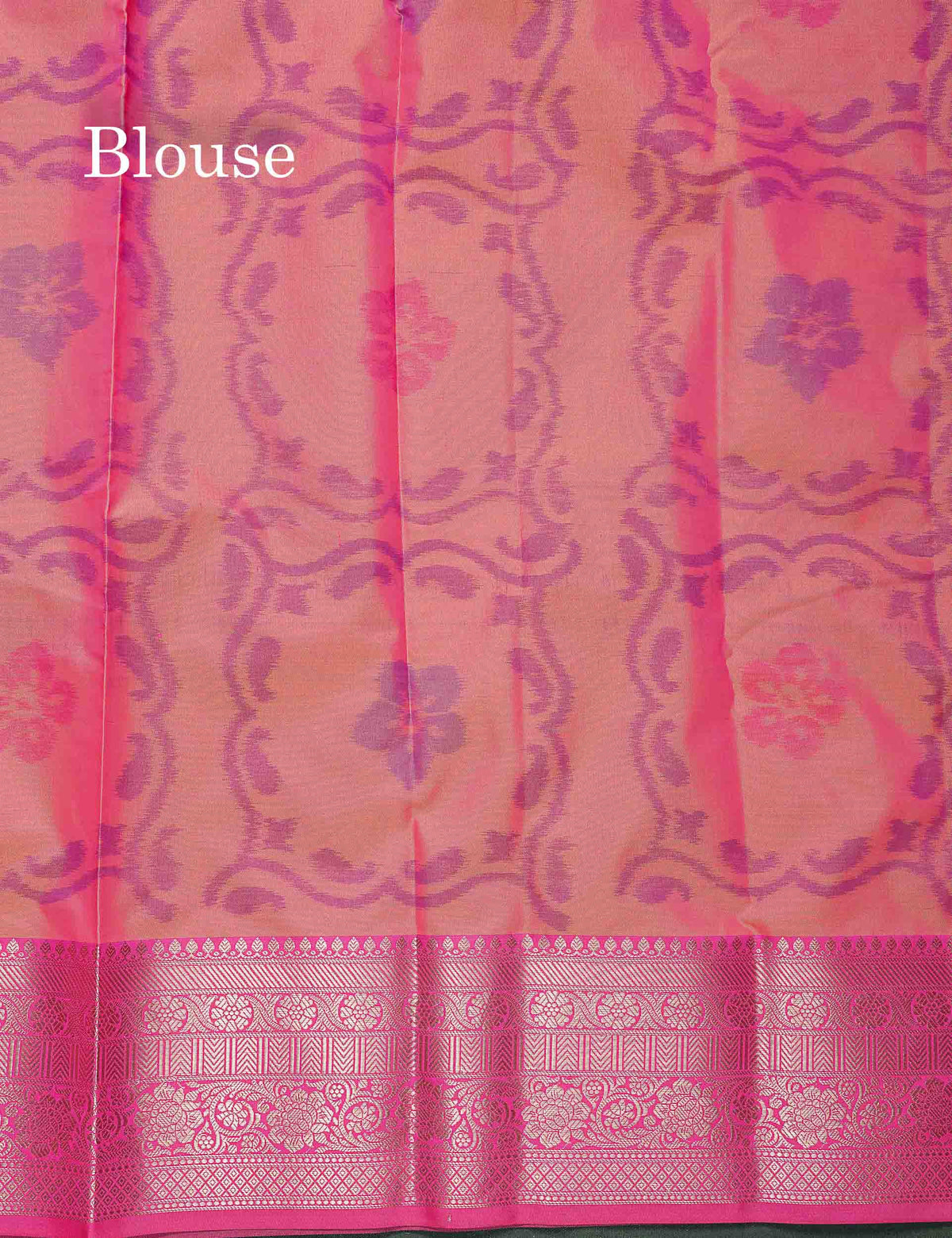 Semi Silk Saree - Dual Tone Blue Colour Body Pochampally Design With Contrast Pink Blouse