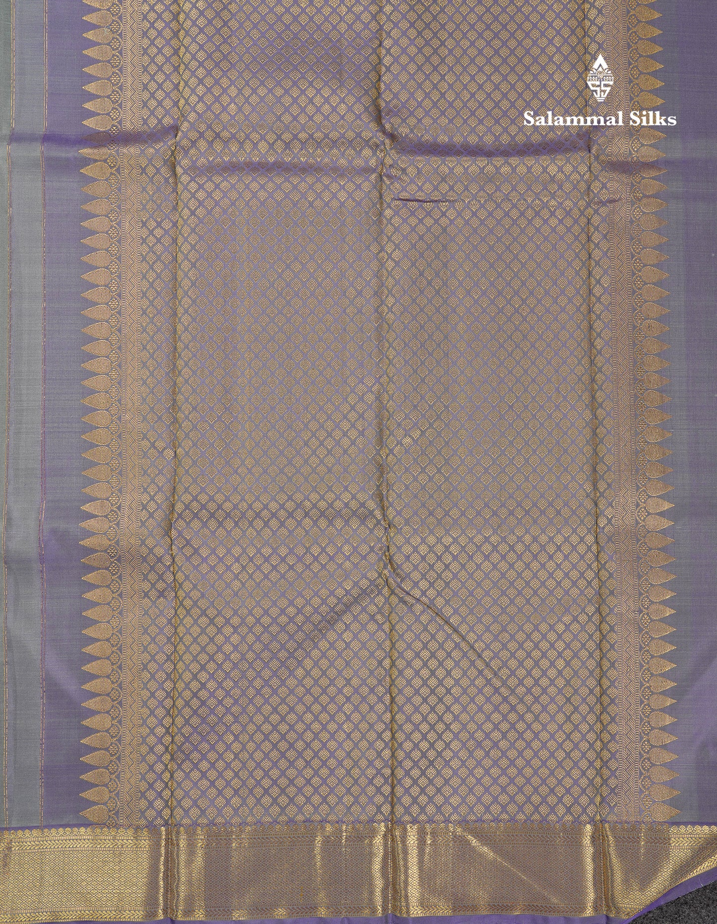 Beautiful Grey Pure Kanjivaram Silk Saree With Contrast Light Violet Traditional Medium Border