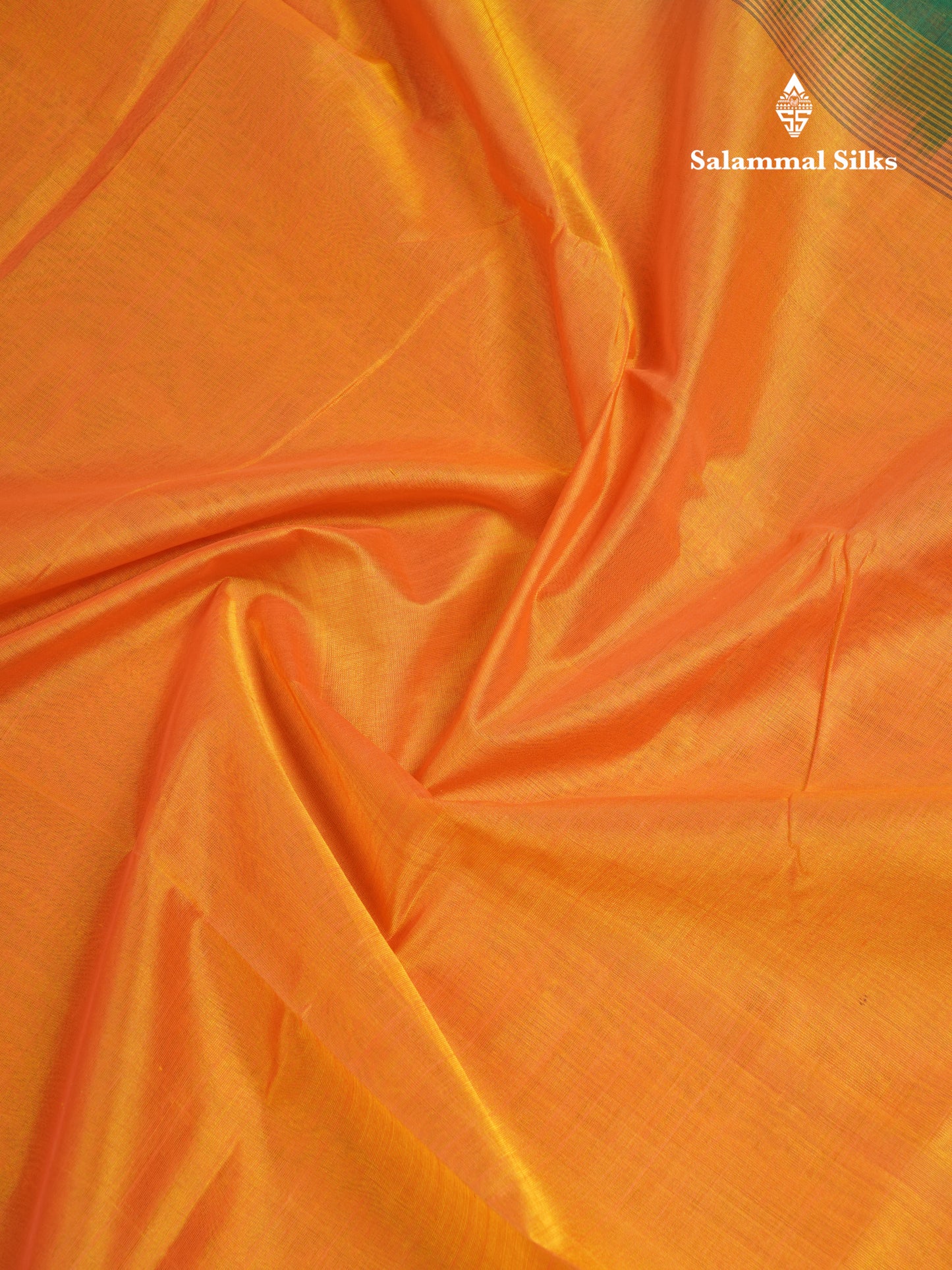 Mango Yellow Plain Pure Silk Cotton Saree With Contrast Bottle Green Blouse