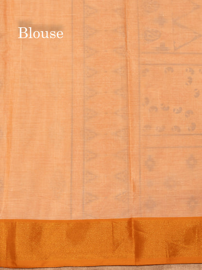 Pastel Blue Colour Printed Pure Cotton Saree With Ribbon Border