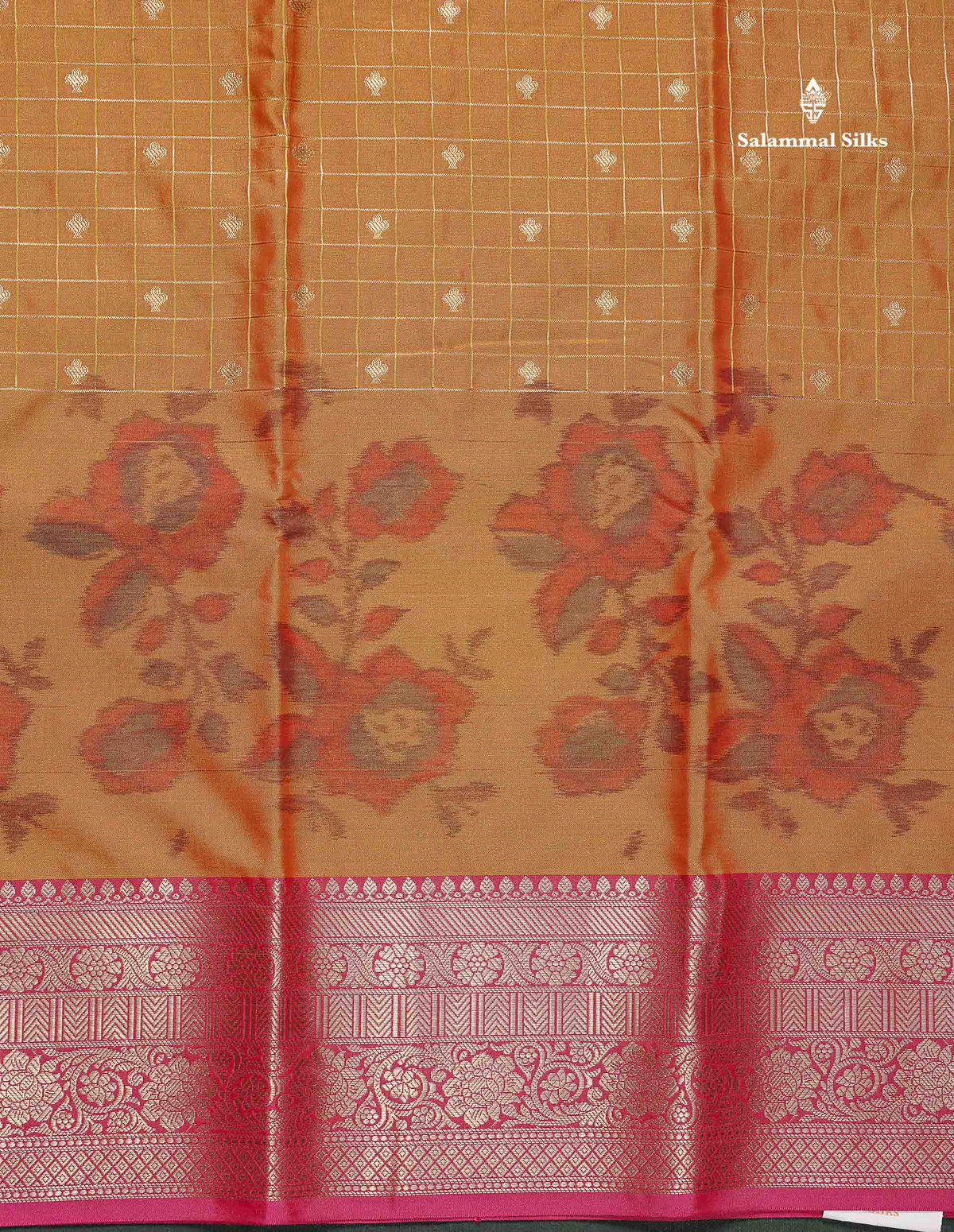 Semi Silk Saree - Dual Tone Blue Colour Body Pochampally Design With Contrast Pink Blouse