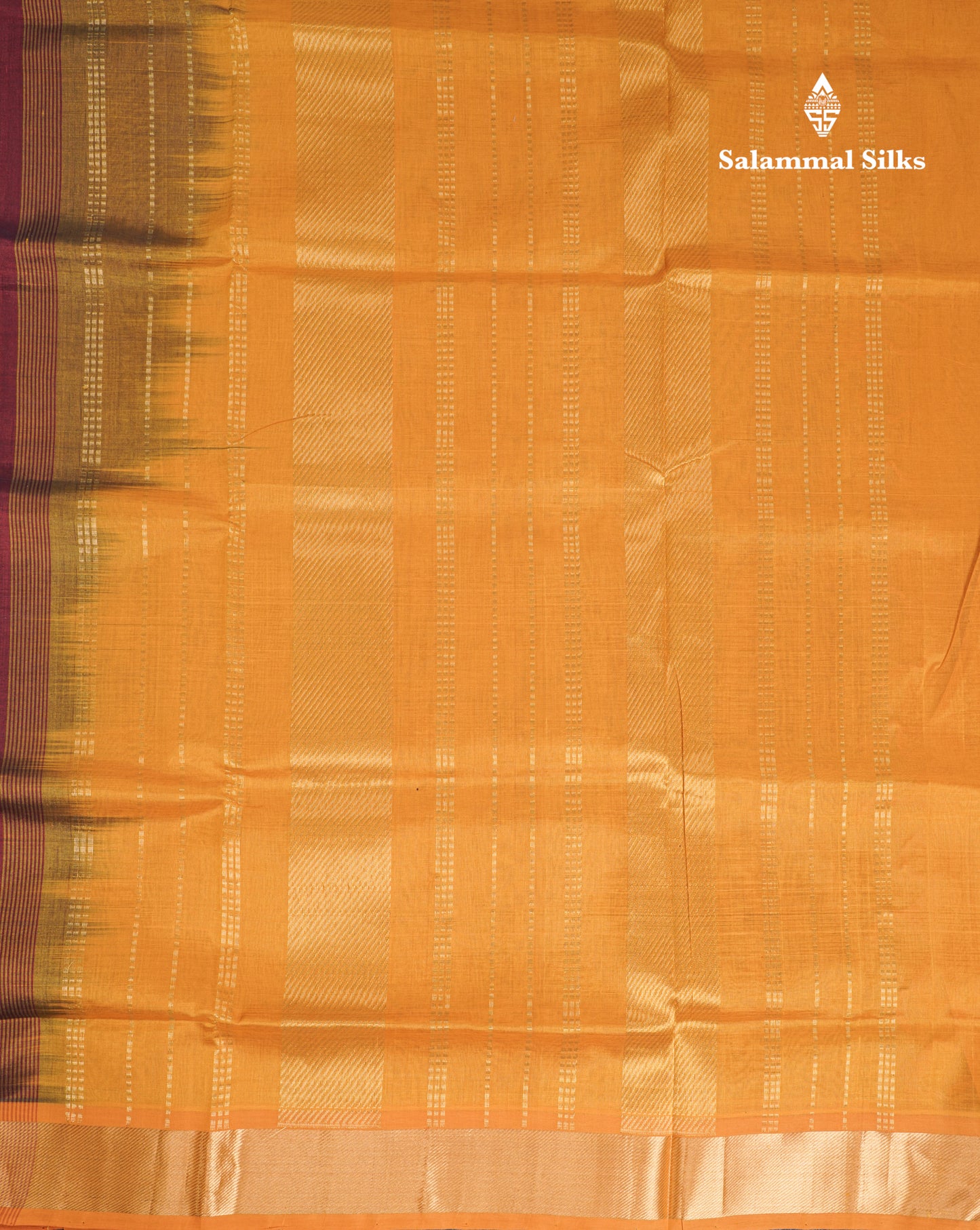 Dark Maroon Plain Pure Silk Cotton Saree With Contrast Mustard Yellow Blouse