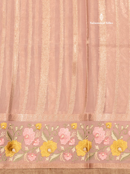Pista Green Colour Semi Organza Saree With Embroidery Border