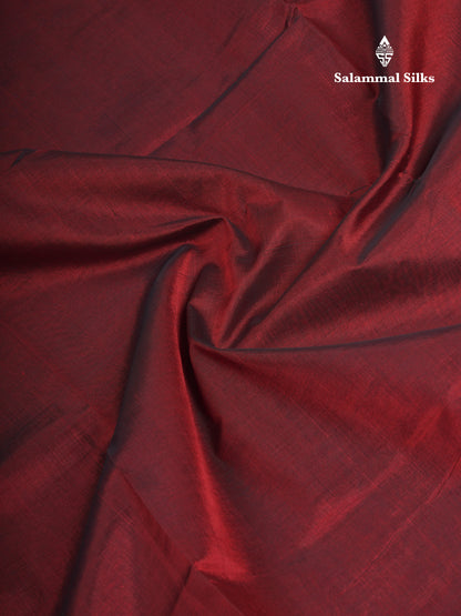 Dark Maroon Plain Pure Silk Cotton Saree With Contrast Mustard Yellow Blouse