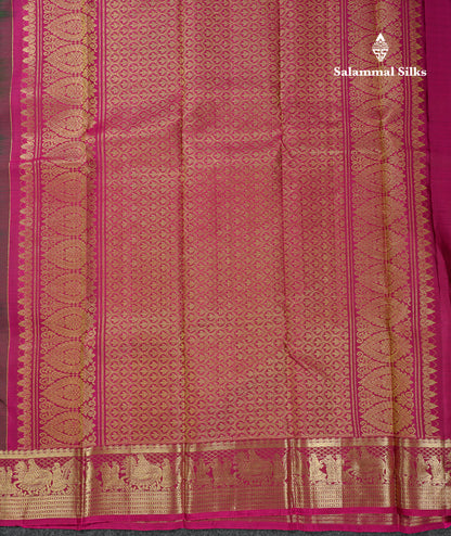 Beautiful Maroon Pure Kanjivaram Silk Saree With Contrast Chilly Red Traditional Pallaku Border