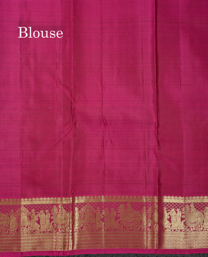 Beautiful Maroon Pure Kanjivaram Silk Saree With Contrast Chilly Red Traditional Pallaku Border