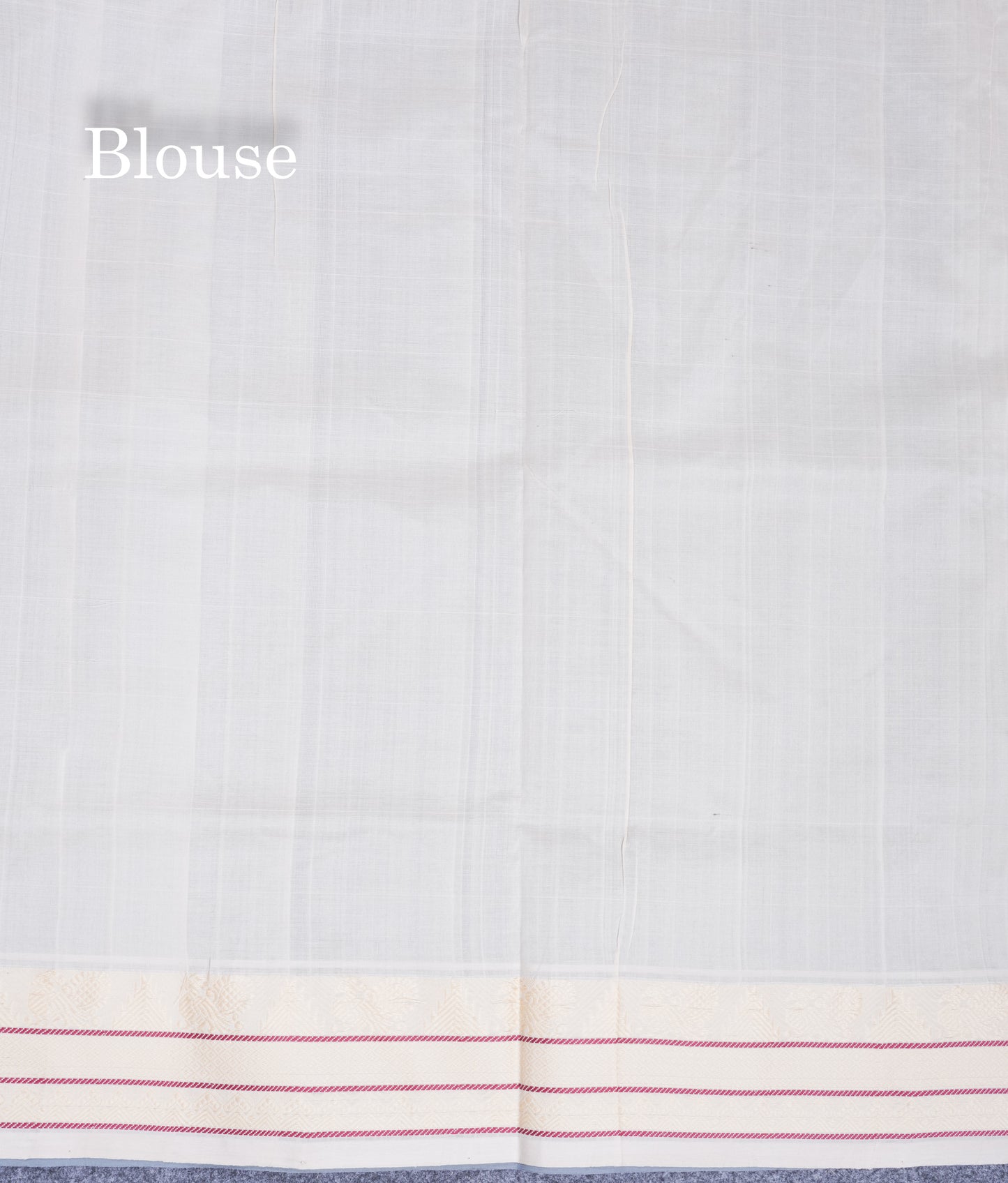 Blueish Grey Thread Work Plain Pure Silk Cotton Saree With Contrast Beige Blouse