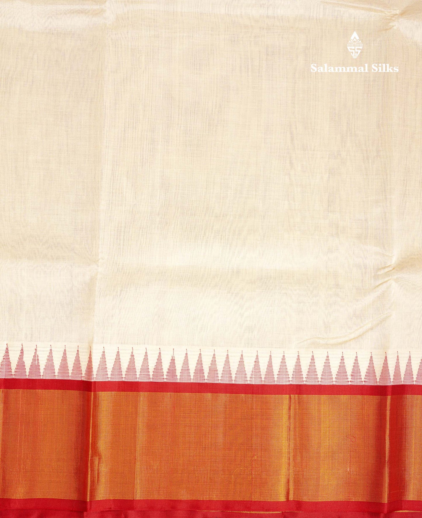 Beautiful Half White Plain Pure Silk Cotton Saree With Contrast Red Traditional Border