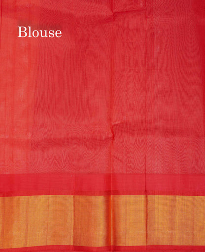 Beautiful Half White Plain Pure Silk Cotton Saree With Contrast Red Traditional Border
