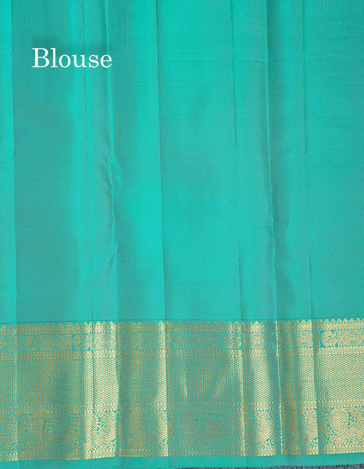 Korvai Pure Kanjivaram Silk Saree - Navy Blue Colour Body Checks With Butta & Contrast Teal Green Traditional Border