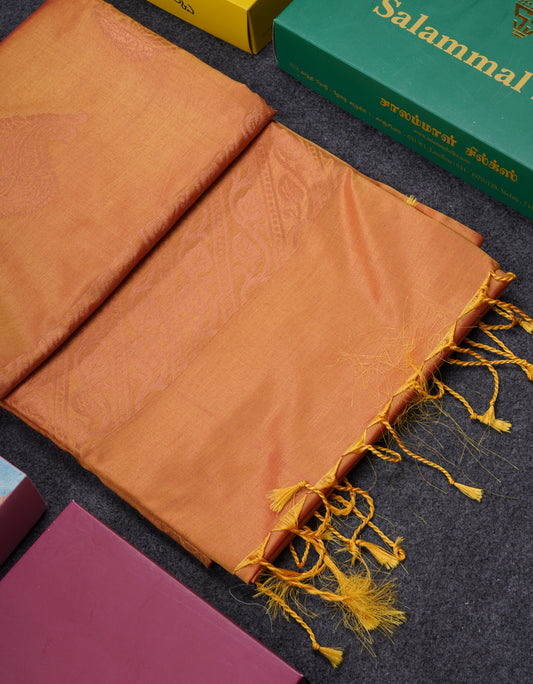 Mustard Yellow Semi Soft Silk Saree With Self Blouse