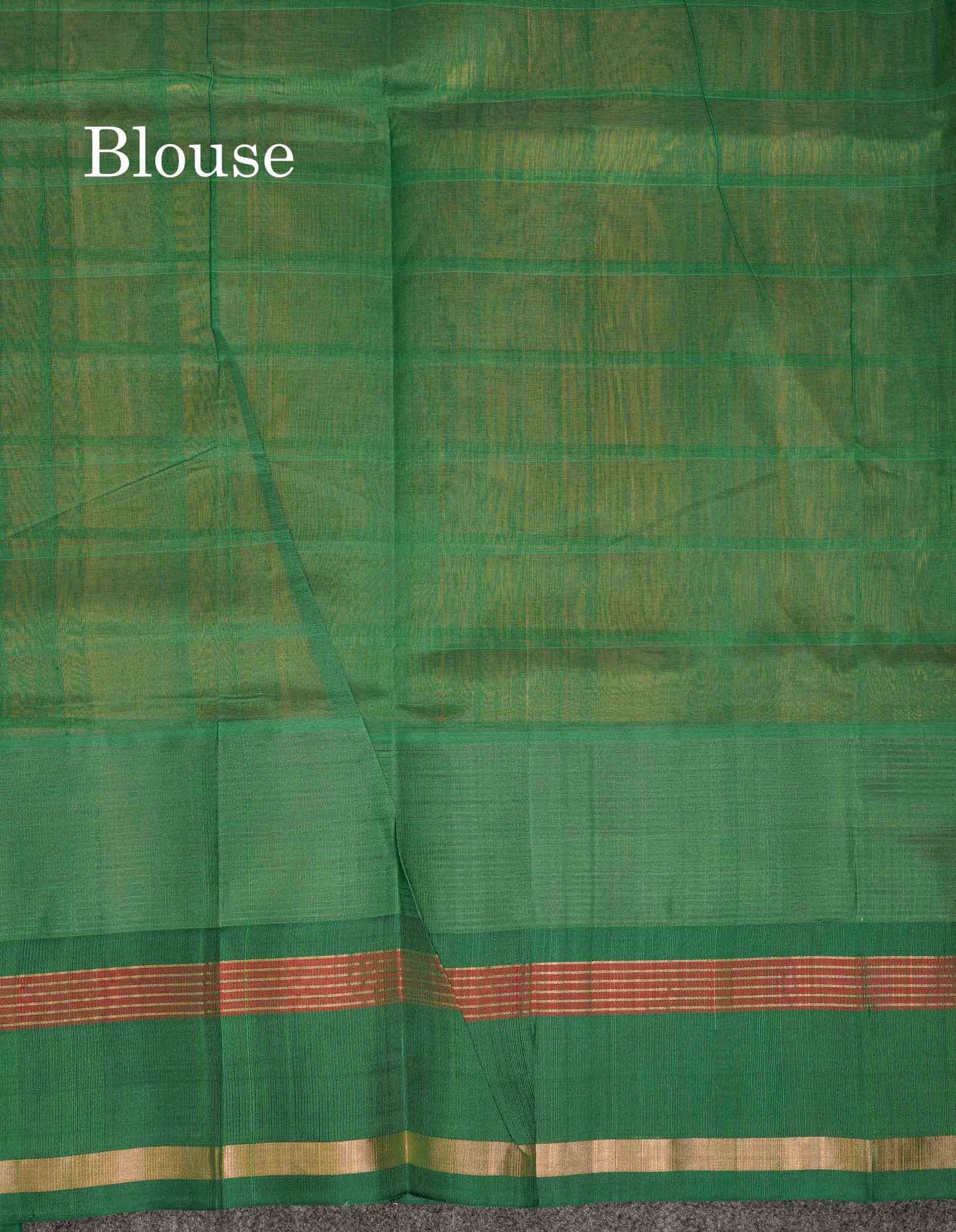 Beautiful Dual Tone Pinkish Peach Checks With Butta Silk Cotton Saree With Contrast Bottle Green Traditional Temple & Gap Border