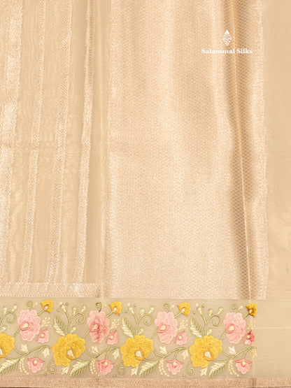 Pista Green Colour Semi Organza Saree With Embroidery Border