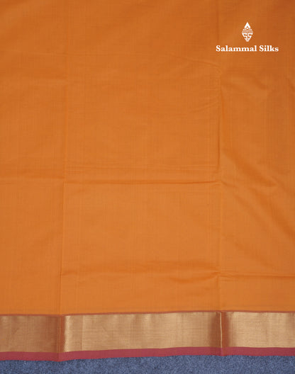 Mustard Yellow Plain Semi Silk Cotton Saree With Contrast Dark Maroon Blouse