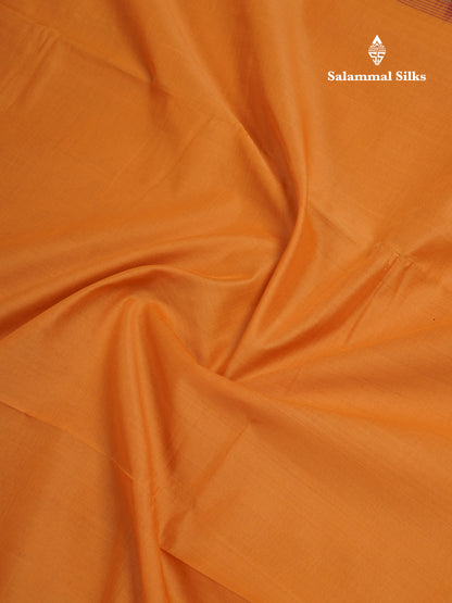 Mustard Yellow Plain Semi Silk Cotton Saree With Contrast Dark Maroon Blouse