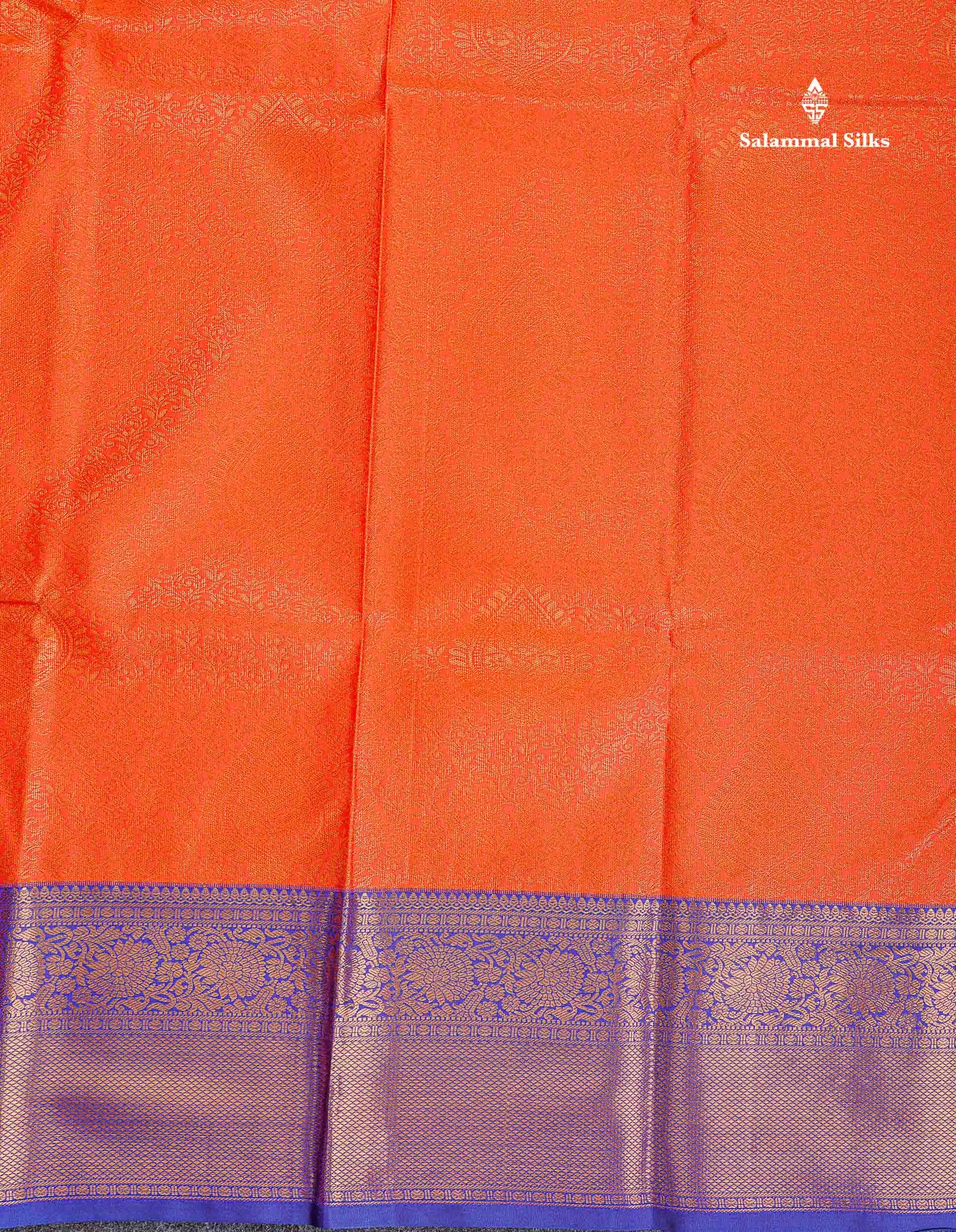 Bridal Semi Silk Saree - Orange Colour Body With Contrast Dual Tone Navy Blue Evening Morning Border