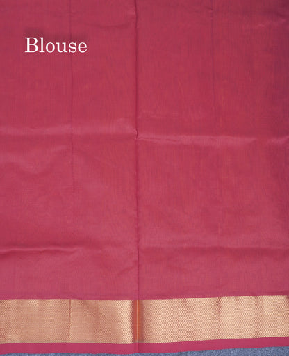 Mustard Yellow Plain Semi Silk Cotton Saree With Contrast Dark Maroon Blouse