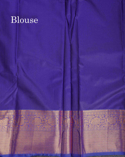 Bridal Semi Silk Saree - Orange Colour Body With Contrast Dual Tone Navy Blue Evening Morning Border