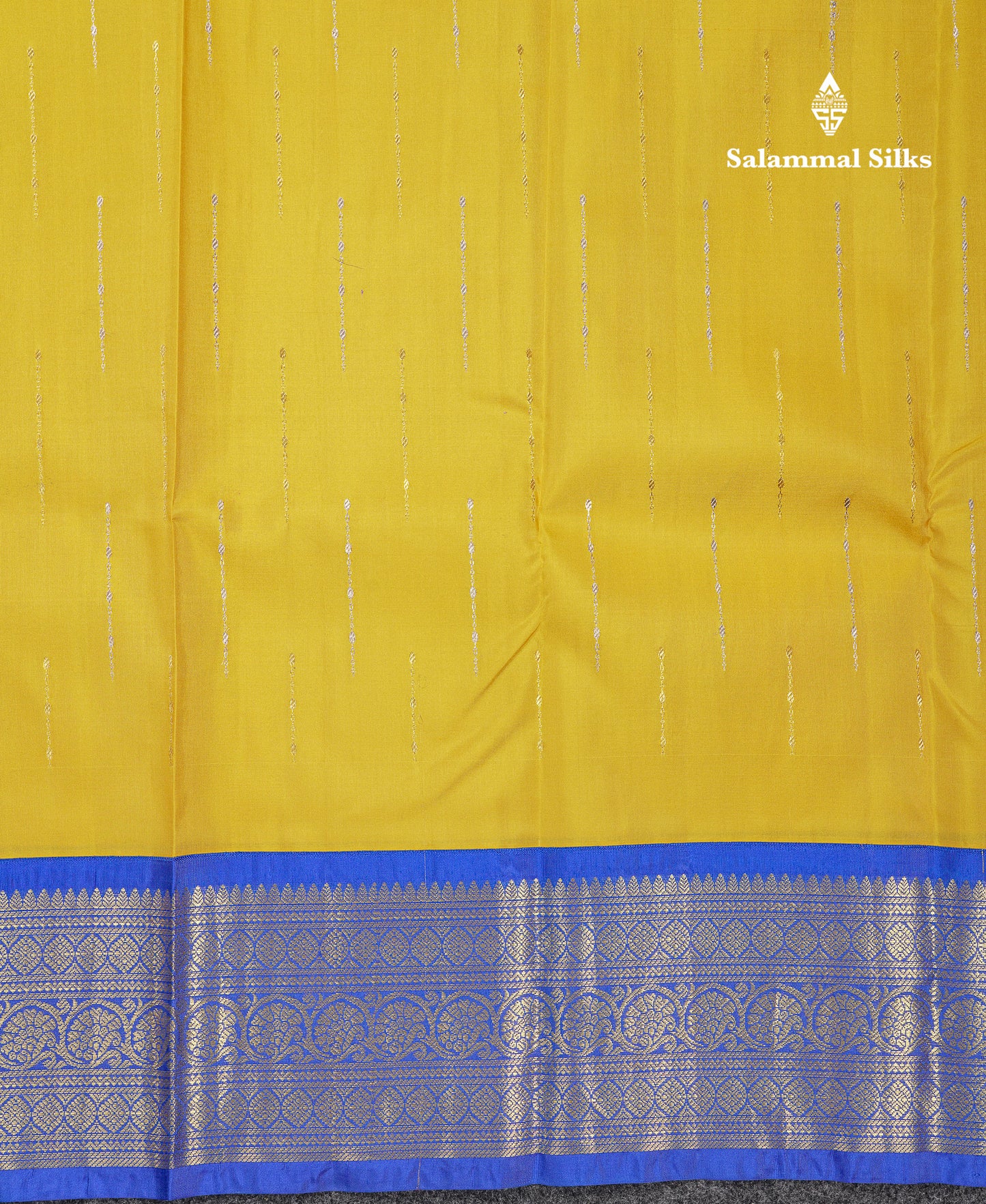 Beautiful Yellow Pure Kanjivaram Silk Saree With Contrast Royal Blue Traditional Border