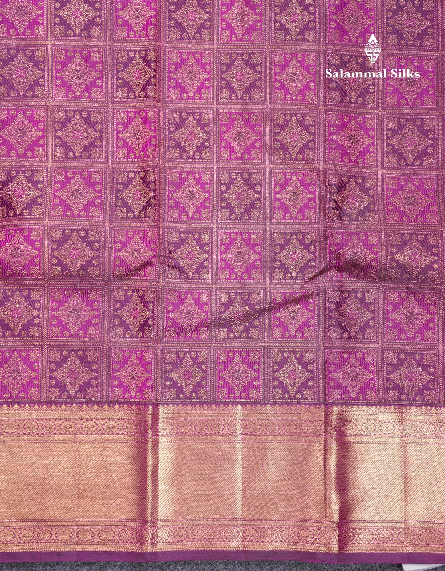 Beautiful Magenta Menakari Work Bridal Pure Kanjivaram Silk Saree With Traditional Border