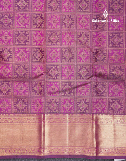 Beautiful Magenta Menakari Work Bridal Pure Kanjivaram Silk Saree With Traditional Border