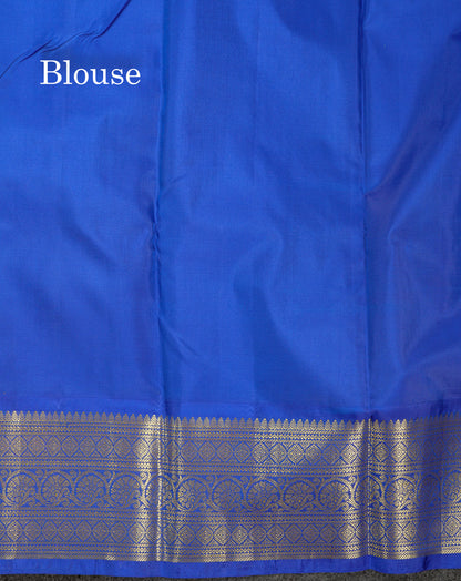 Beautiful Yellow Pure Kanjivaram Silk Saree With Contrast Royal Blue Traditional Border