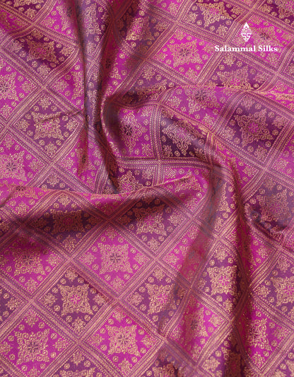 Beautiful Magenta Menakari Work Bridal Pure Kanjivaram Silk Saree With Traditional Border