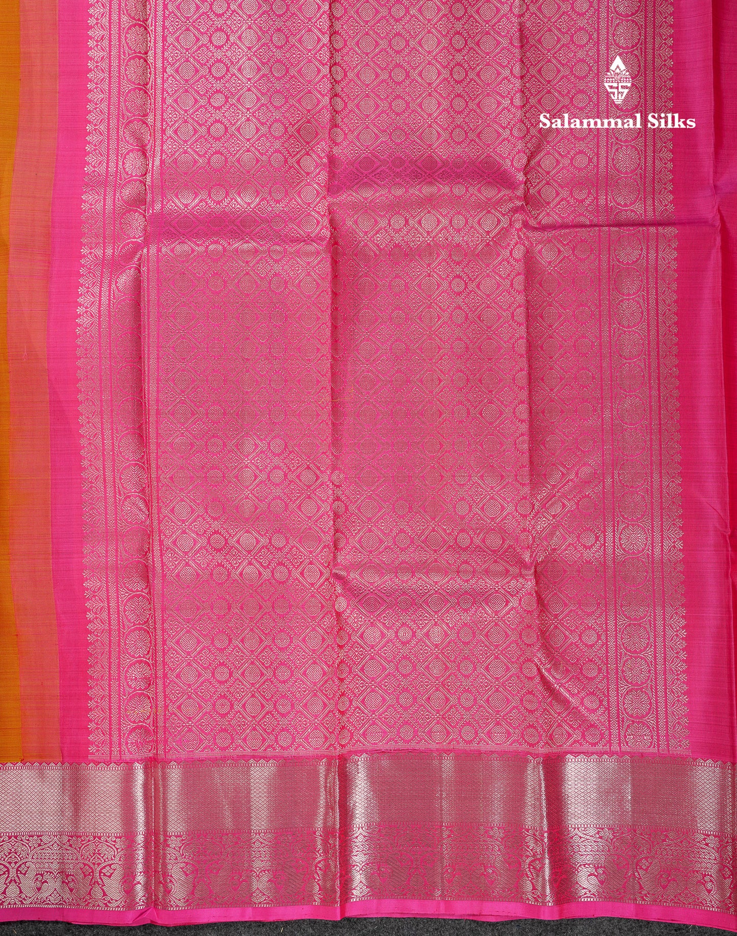 Beautiful Mustard Yellow Pure Kanjivaram Silk Saree With Contrast Pink Traditional Evening Morning Border