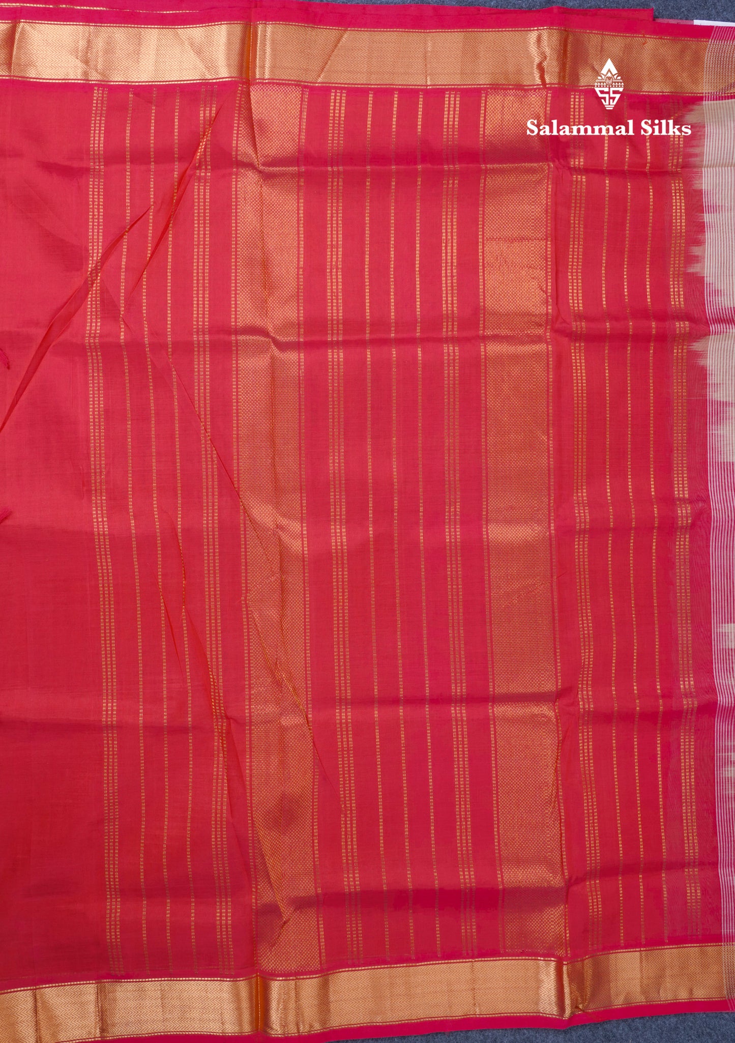 Half White Pure Silk Cotton Saree With Contrast Reddish Pink Blouse
