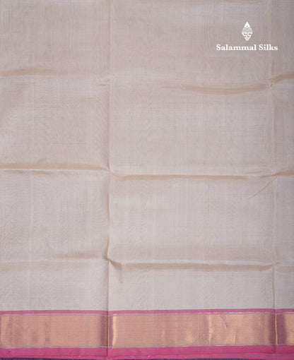 Half White Pure Silk Cotton Saree With Contrast Reddish Pink Blouse