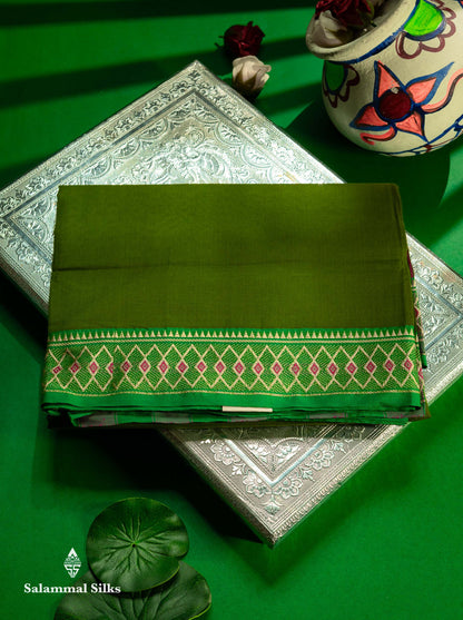 Beautiful Orange Plain Pure Cotton Saree With Traditional Border