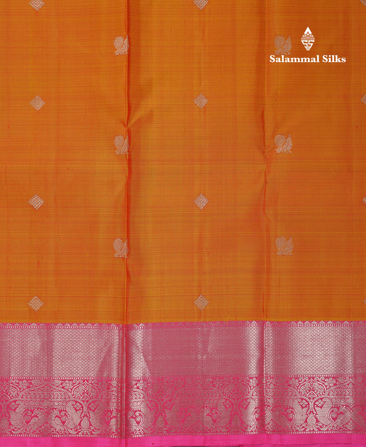 Beautiful Mustard Yellow Pure Kanjivaram Silk Saree With Contrast Pink Traditional Evening Morning Border