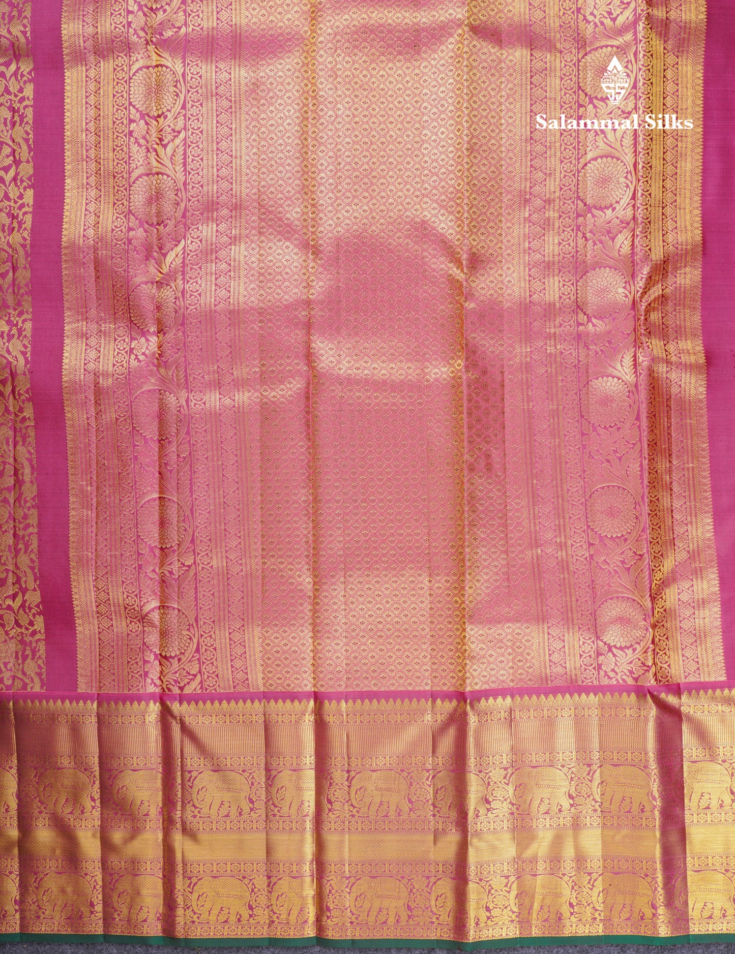 Beautiful Onion Pink Bridal Vanasingaram Pure Kanjivaram Silk Saree With Traditional Evening Morning Border