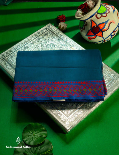 Beautiful Orange Plain Pure Cotton Saree With Traditional Border