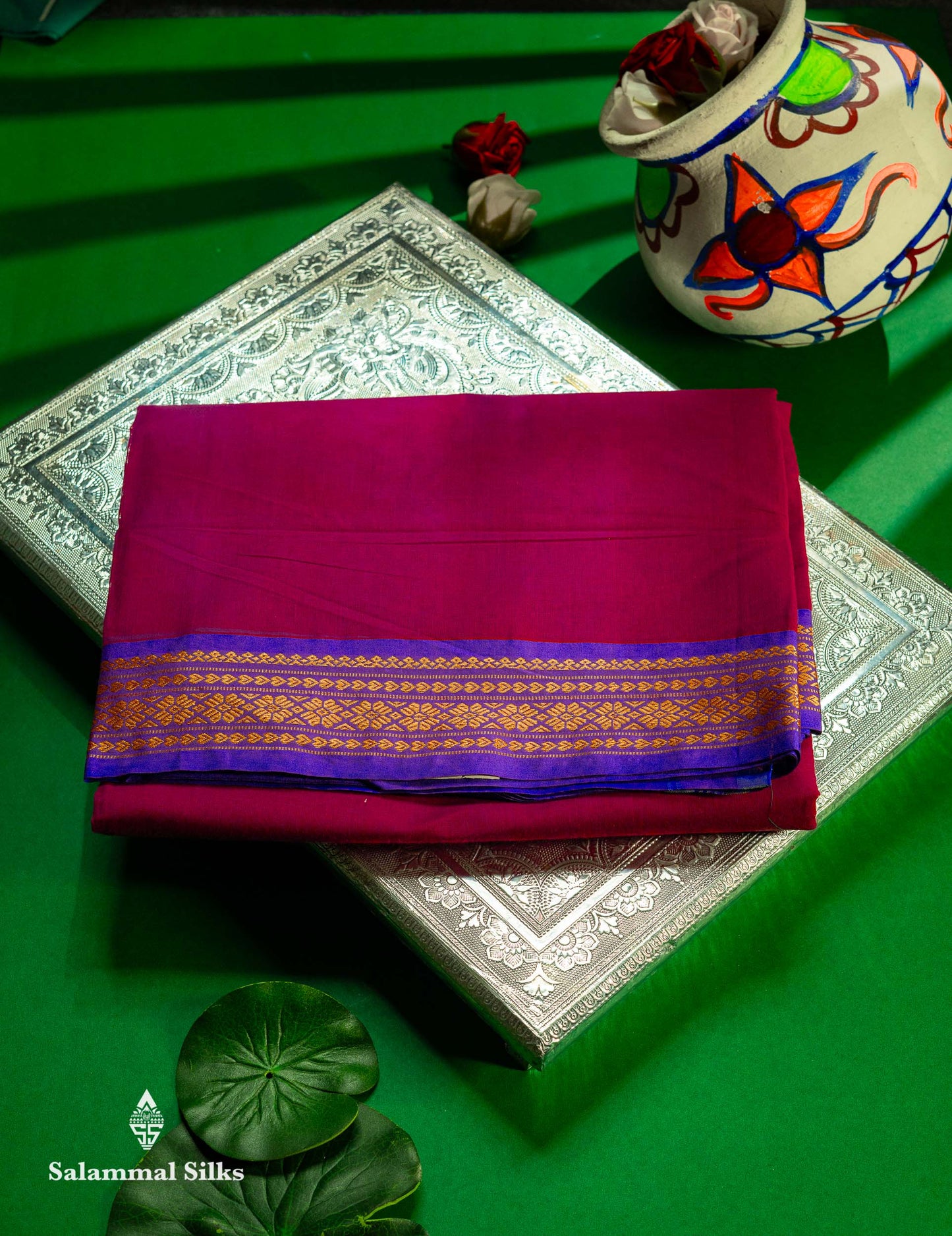 Beautiful Mango Yellow Plain Pure Cotton Saree With Contrast Dual Tone Green Traditional Border