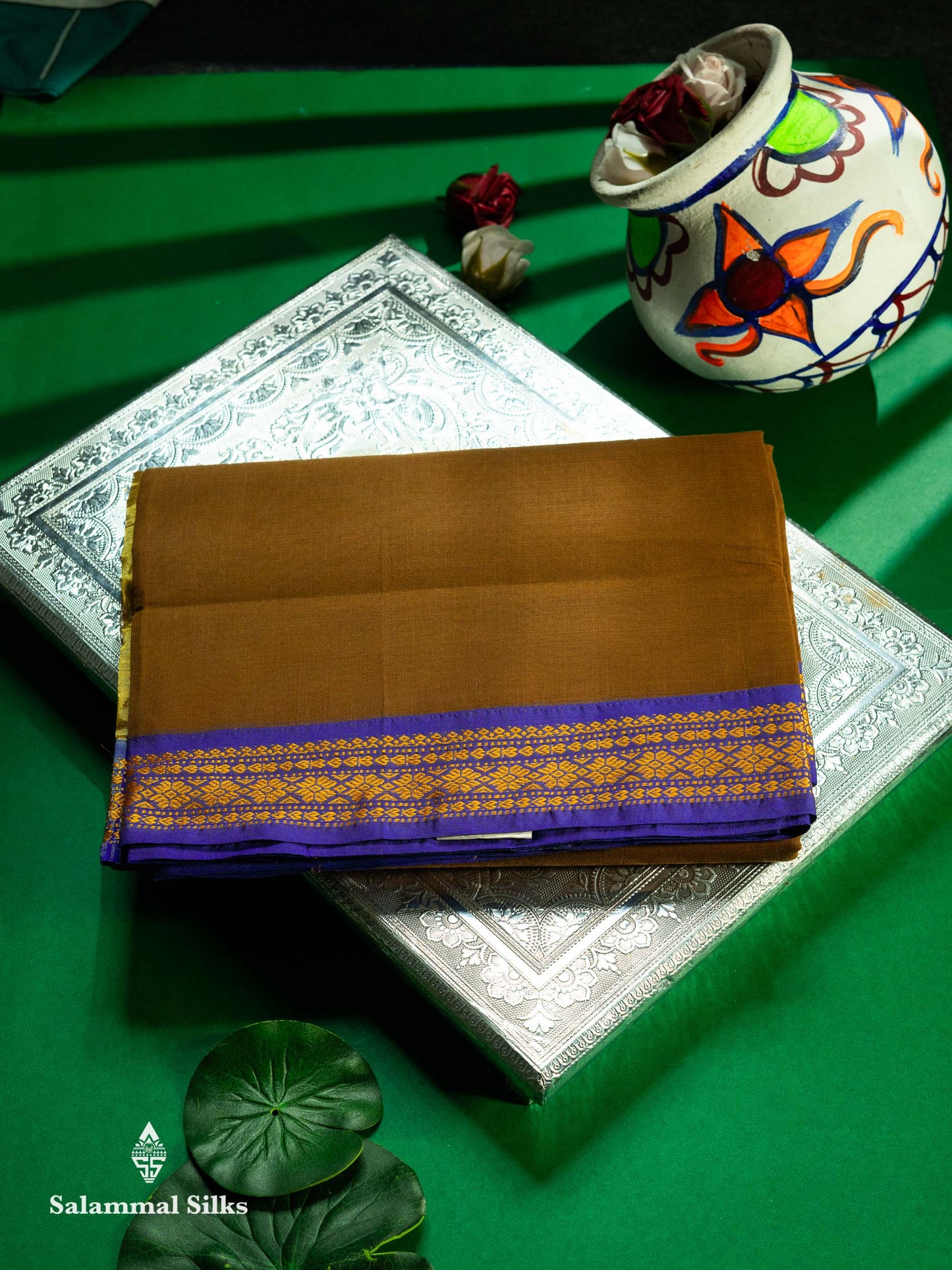 Beautiful Mango Yellow Plain Pure Cotton Saree With Contrast Dual Tone Green Traditional Border