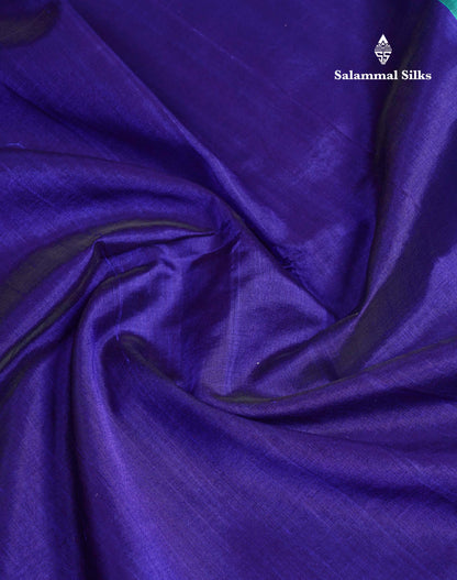 Beautiful Royal Blue Plain Pure Silk Cotton Saree With Contrast Ice Blue Traditional Border