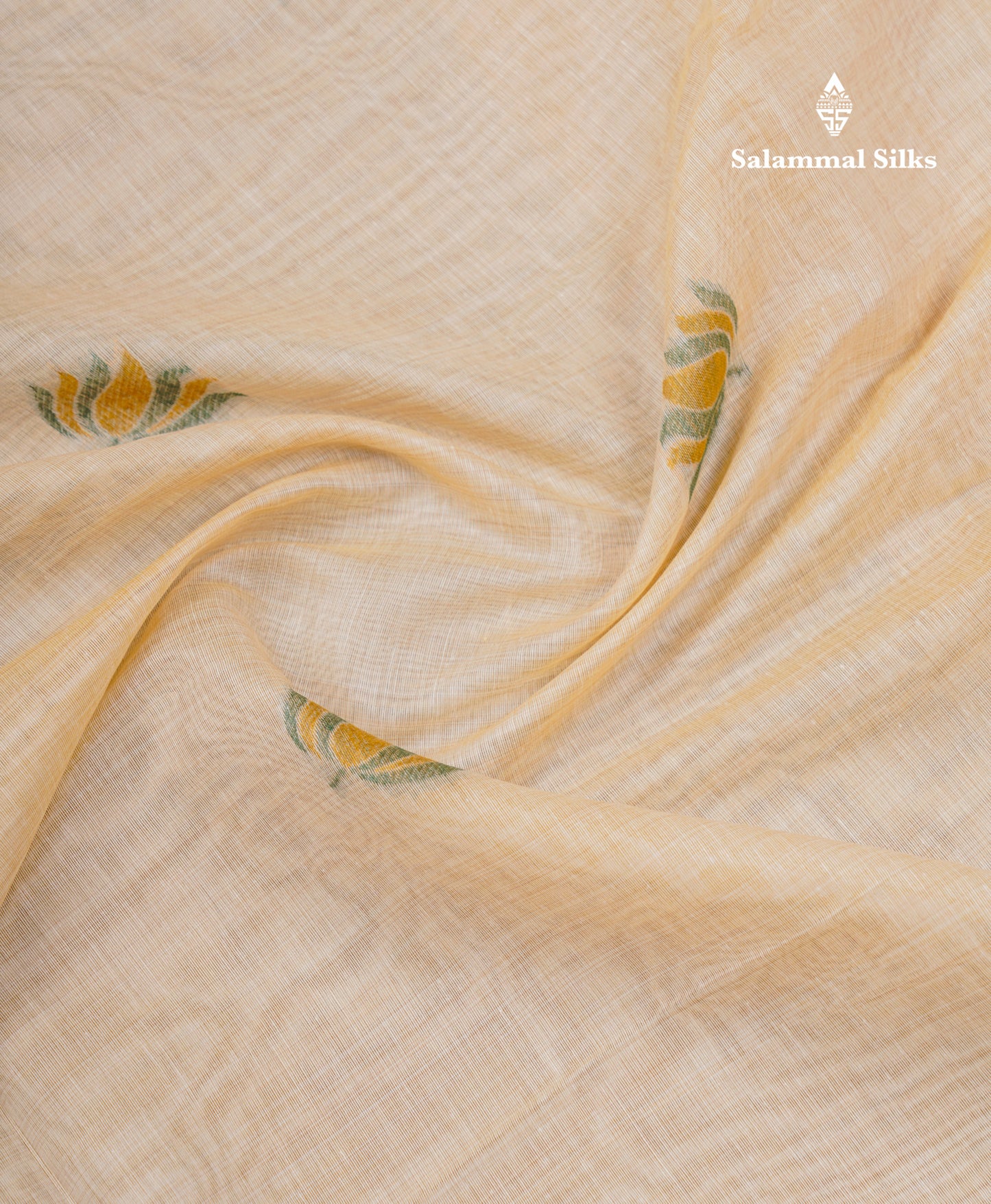 Beautiful Sandal Meenakari Work Muga Cotton Saree With Komatha Pallu Contrast Navy Blue Blouse