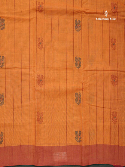 Handloom Pure Cotton Saree -  Rexona Green Colour Body With Contrast Mustard Yellow Blouse