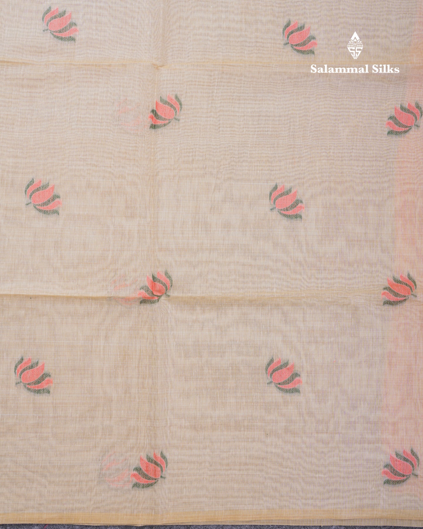 Beautiful Sandal Meenakari Work Muga Cotton Saree With Komatha Pallu Contrast Navy Blue Blouse