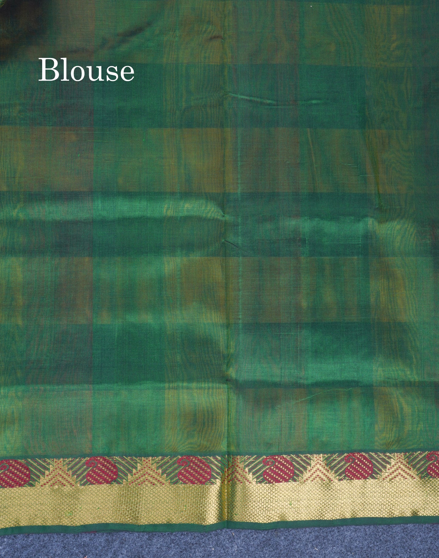 Beautiful Paalum Pazham Checks Pure Silk Cotton Saree With Contrast Bottle Green Blouse