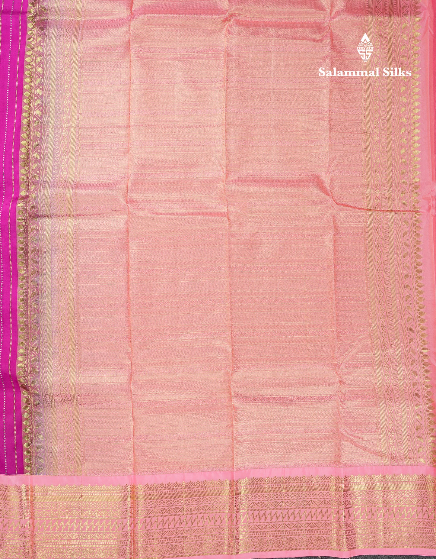 Beautiful Vadamalli Pure Kanjivaram Silk Saree With Contrast Baby Pink Traditional Border