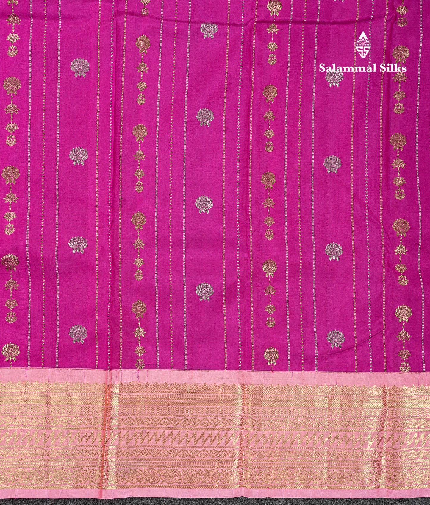 Beautiful Vadamalli Pure Kanjivaram Silk Saree With Contrast Baby Pink Traditional Border