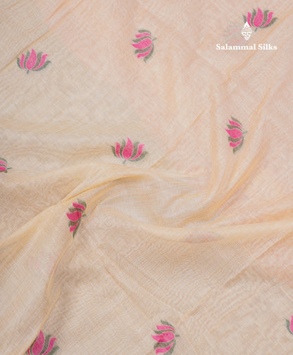 Beautiful Sandal Meenakari Work Muga Cotton Saree With Komatha Pallu Contrast Navy Blue Blouse