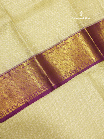 Pista Green Colour Pure Kanjivaram Silk Saree With Contrast Vadamalli Border