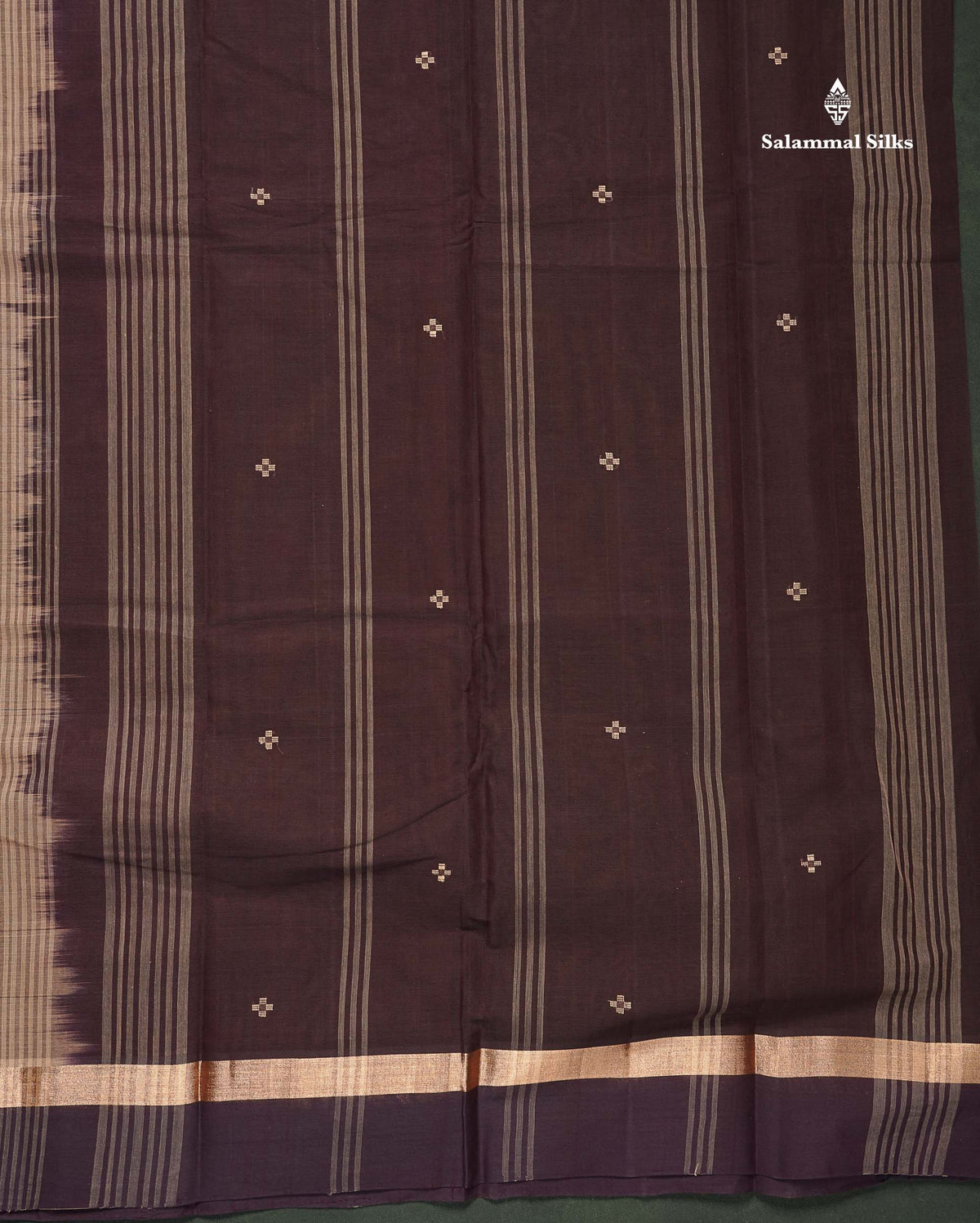 Handloom Pure Cotton Saree -  Light Brown Colour Body With Contrast Dark Brown Blouse