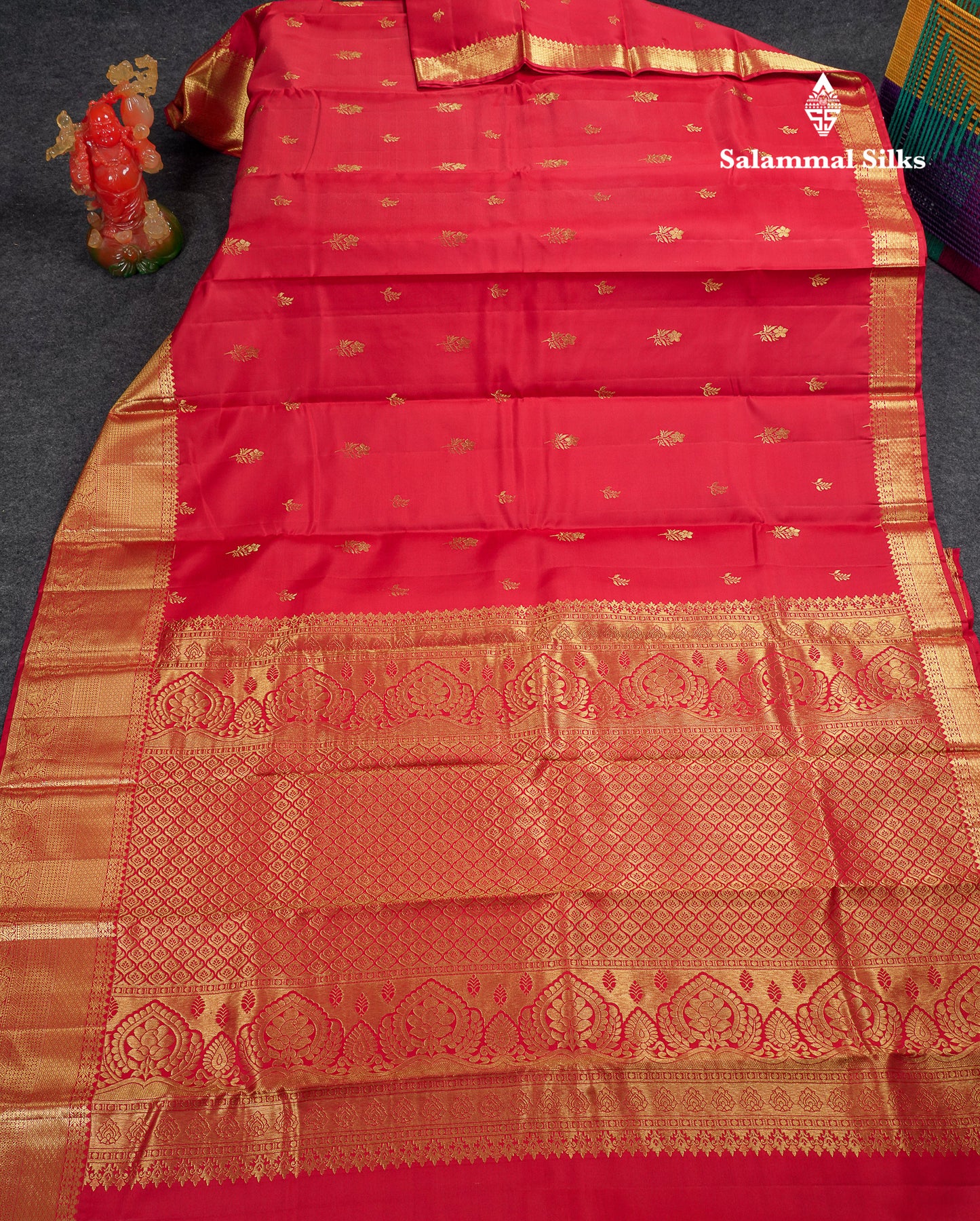 Beautiful Redish Maroon Pure Kanjivaram Silk Saree With Traditional Evening Morning Border