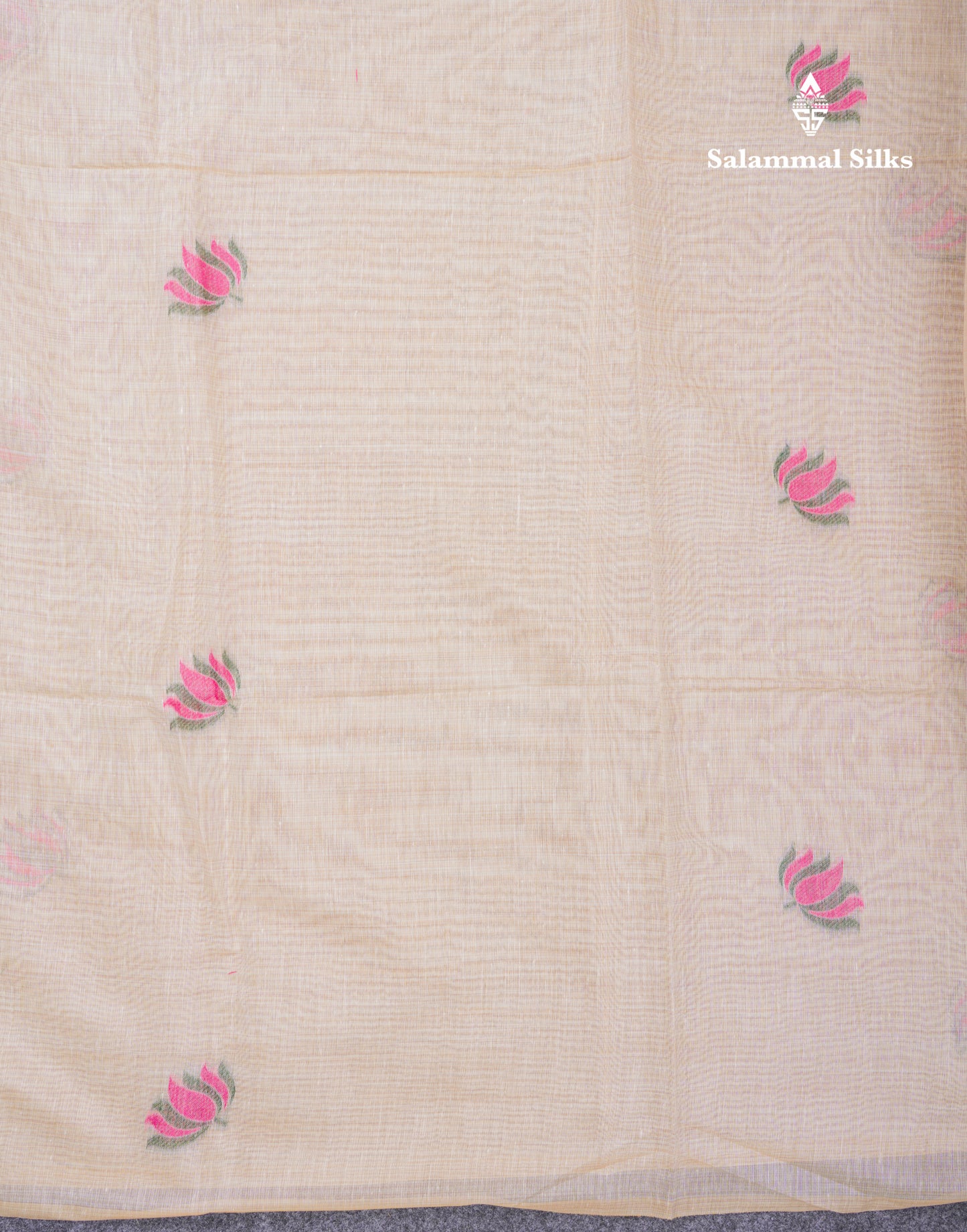 Beautiful Sandal Meenakari Work Muga Cotton Saree With Komatha Pallu Contrast Navy Blue Blouse