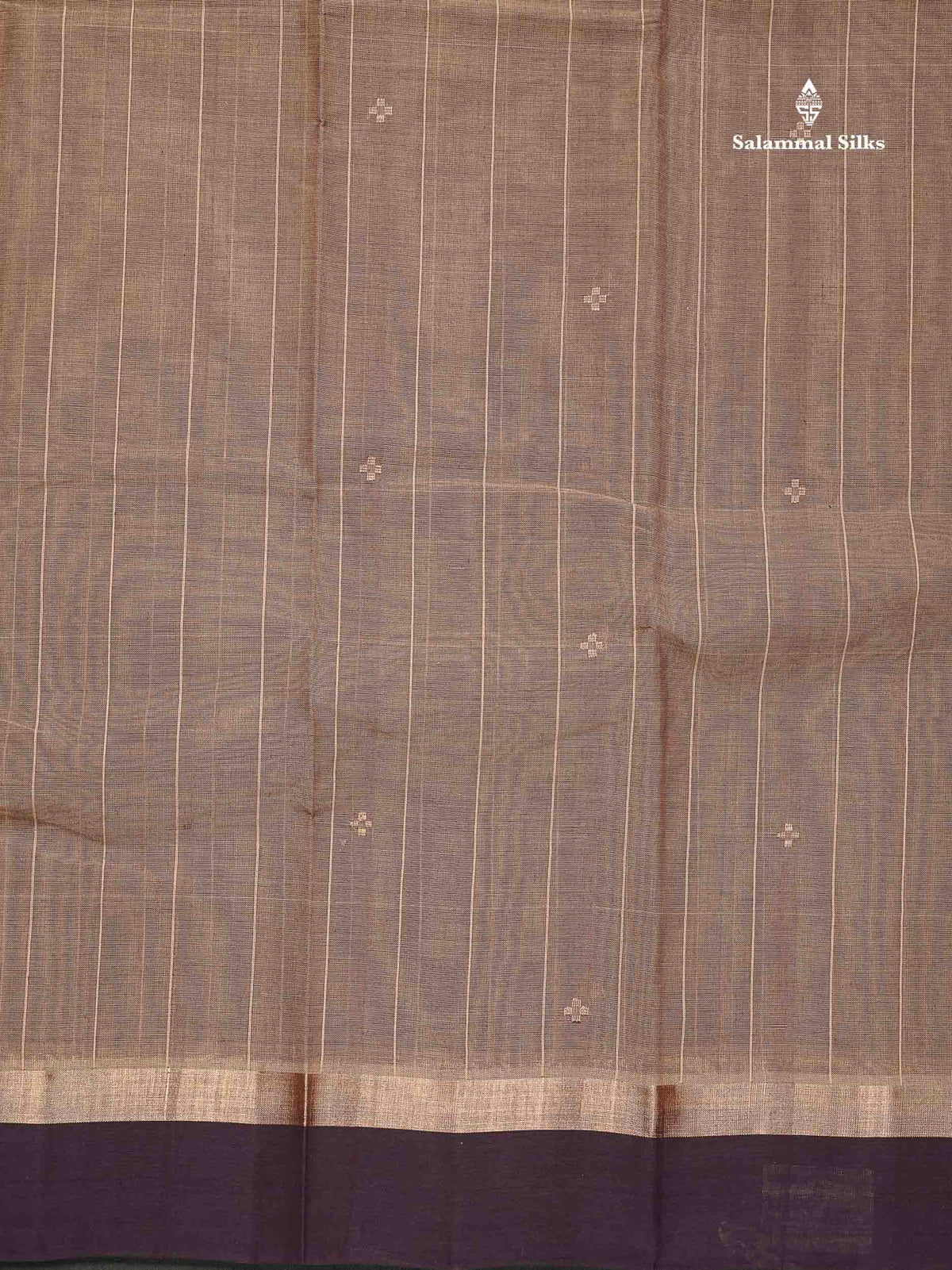 Handloom Pure Cotton Saree -  Light Brown Colour Body With Contrast Dark Brown Blouse